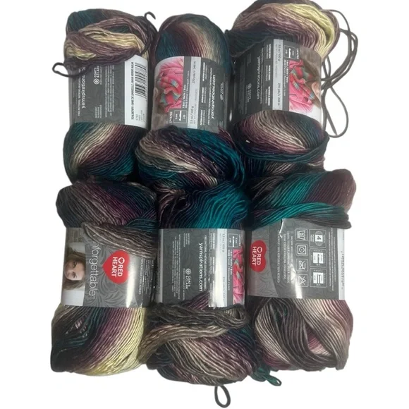 Yarn 6 Redheart Unforgettable Tealberry Yarn medium weight 270 yards each teal Arts & Crafts